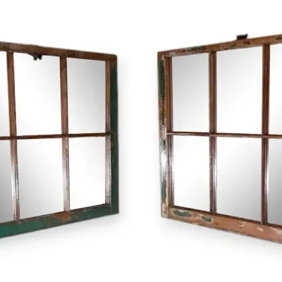 Shabby Chic Green Mirrored Wall Decor Made From Salvaged Window Sash