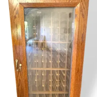 Temperature-controlled Wooden Wine Cabinet