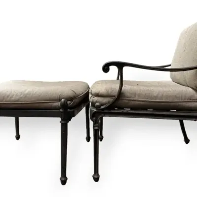 Iron Chair With Ottoman And Cushions