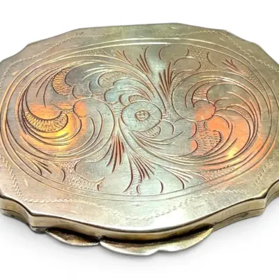 Vintage Engraved Powder Compact