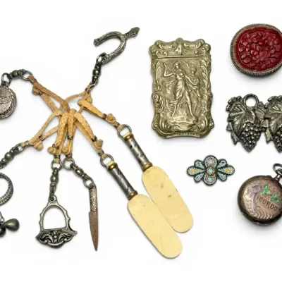 Antique Art Nouveau Matchstick Holder, Engraved Pocket Watch, And More