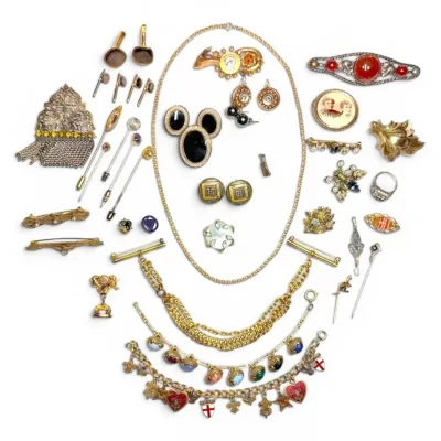 Vintage Gold Filled And Gold Toned Bracelets, Earrings, Pins, Brooches, And More