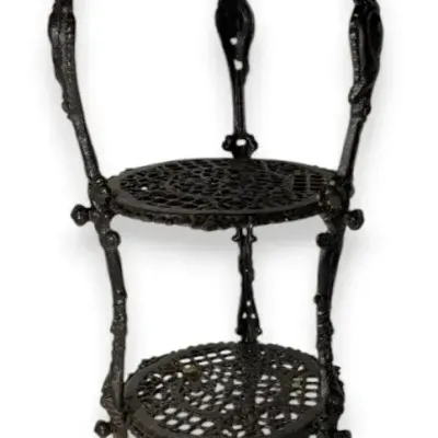 Victorian Style Black Cast Iron 3-Tier Plant Stand 