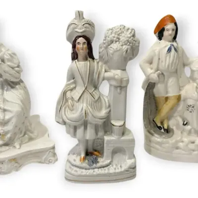 3 Antique Staffordshire Porcelain Figures 