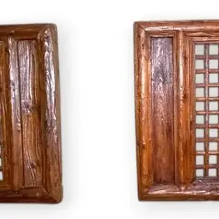 Vintage Chinese Wooden Lattice Window Panels