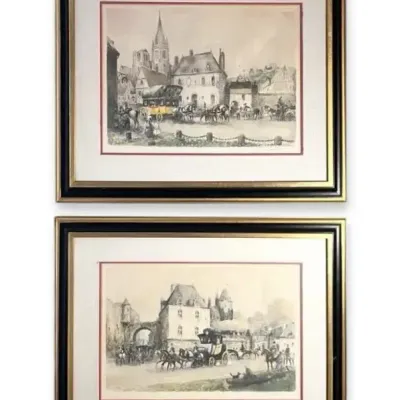 Framed Watercolor Paintings By French Artist Joseph Marie Le Tournier (1892-1972)