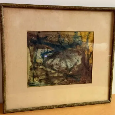 Abstract Watercolor Painting – Framed Original Artwork (17.25” x 15”)
