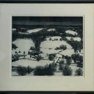 “Heavy Snow” by Alvin Dunkle – Framed Winter Landscape Print
