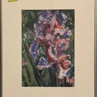 “Red Iris” Watercolor by Carrita Smith – 2005 Floral Painting