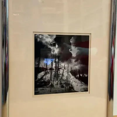 Vintage Black & White Snow Scene Photograph by C. Mroczynski (1975) – Framed