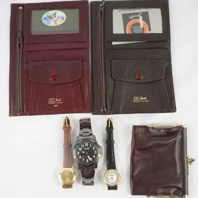 Leather Wallets, Coin Purse & Wristwatch Assortment By Isekon And More