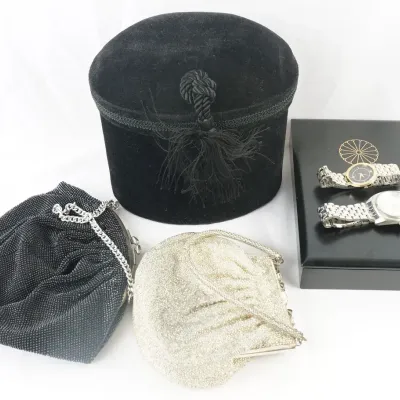 Vintage Evening Purses Fashion Watches & Black Velvet Hat Box Collection