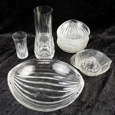 Assorted Vintage Clear Glass Serveware and Barware Collection