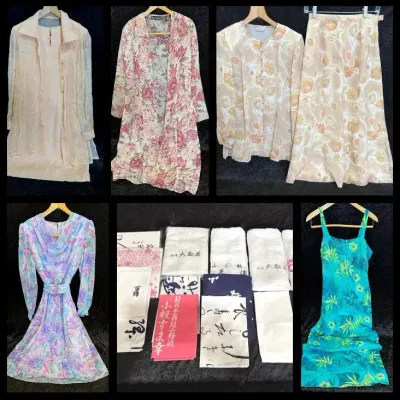 Vintage Women’s Dresses and Japanese Hand Towels Assorted Collection
