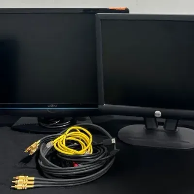 BY195 Vizio TV, Dell Monitor, and Aiwa Speakers