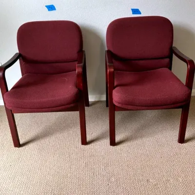 BY309 2 - Oversized Burgundy Cloth Chairs 