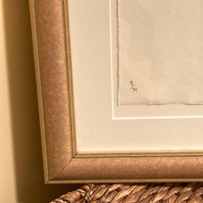 LOT 162: Framed Block Print / Stamp Wall Hanging Signed by Artist and Numbered 8/74