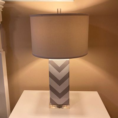 LOT 69: Pair of Safavieh New York Chevron Stripe Table Lamps