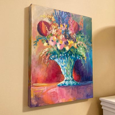 LOT 68: Beautiful Vibrant Floral Oil Painting Signed by Artist Fagan