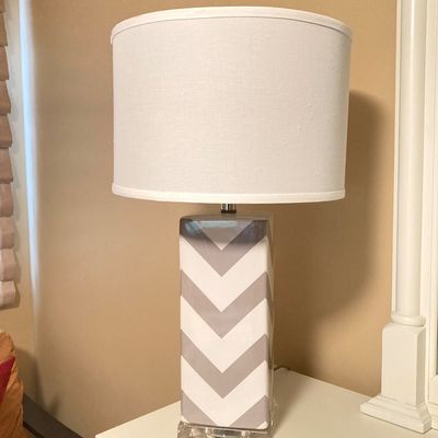 LOT 69: Pair of Safavieh New York Chevron Stripe Table Lamps