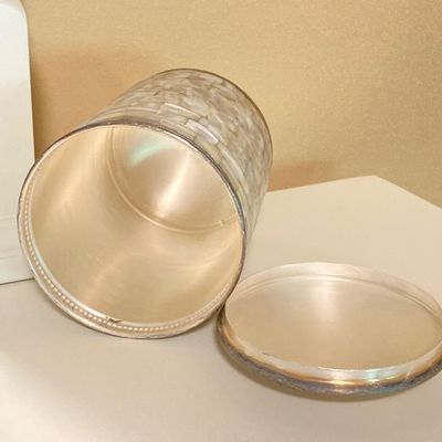 LOT 71: Home Decor - Inspirational Wall Art, Mother of Pearl Canister, Accent Pillow and Gold Tone Basket