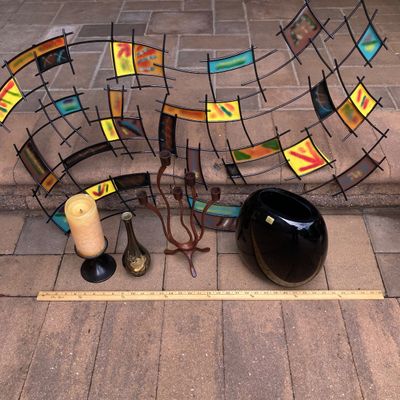 LOT 66: Home Decor Collection - Metal Wall Art, Made in Italy Vase, Candle Holders and More