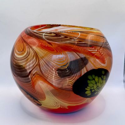 LOT 52: Art Glass Taza Vase from Crate & Barrel