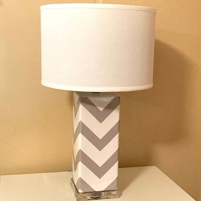LOT 69: Pair of Safavieh New York Chevron Stripe Table Lamps