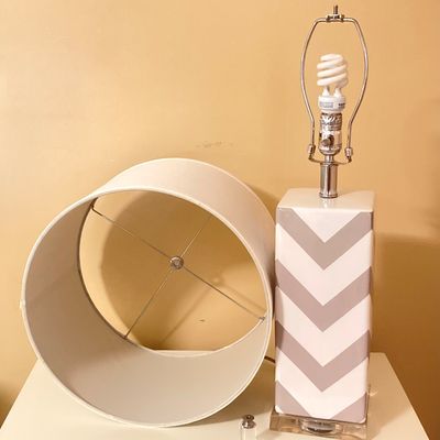 LOT 69: Pair of Safavieh New York Chevron Stripe Table Lamps