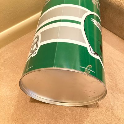 LOT 67: Philadelphia Sports Memorabilia - Vintage Eagles Construction Helmet, Metal Trash Can, Pair of Drinking Glasses, Flyers Plush and...