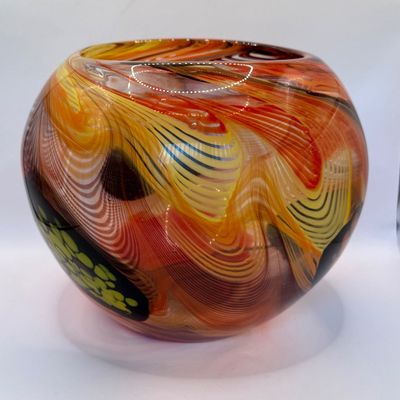 LOT 52: Art Glass Taza Vase from Crate & Barrel