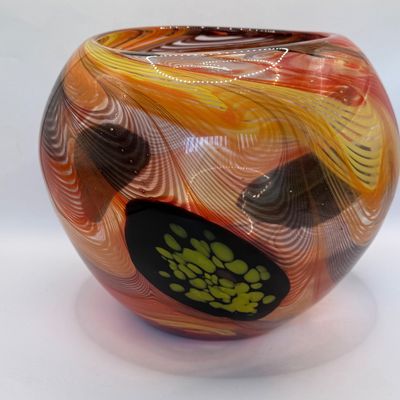 LOT 52: Art Glass Taza Vase from Crate & Barrel
