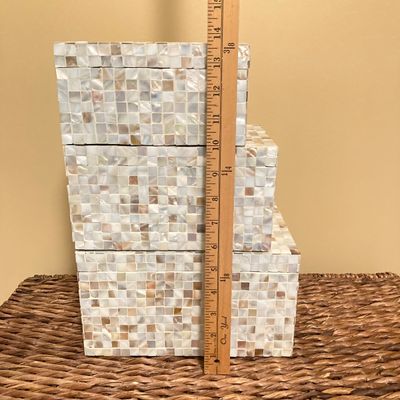 LOT 75: Set of Three Mother of Pearl Decorative Nesting Boxes