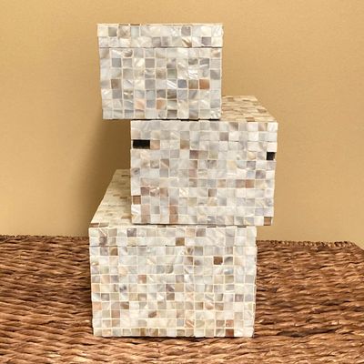 LOT 75: Set of Three Mother of Pearl Decorative Nesting Boxes