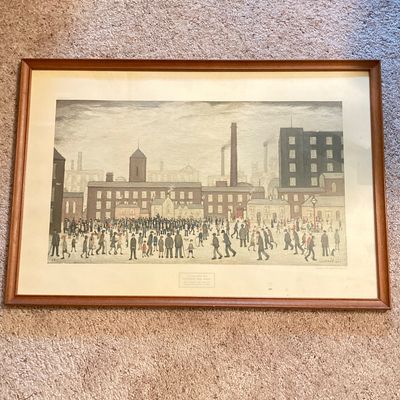 LOT 77: Vintage Laurence Stephen Lowry "Outside the Mills" Framed Print