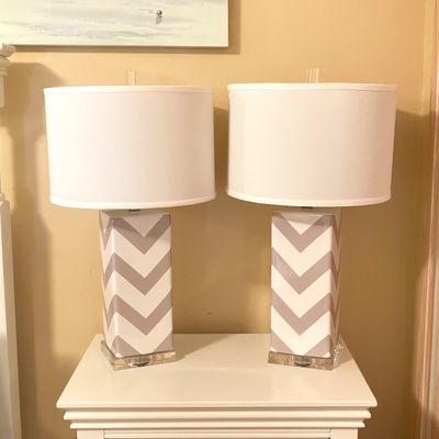 LOT 69: Pair of Safavieh New York Chevron Stripe Table Lamps