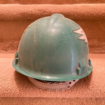 LOT 67: Philadelphia Sports Memorabilia - Vintage Eagles Construction Helmet, Metal Trash Can, Pair of Drinking Glasses, Flyers Plush and...