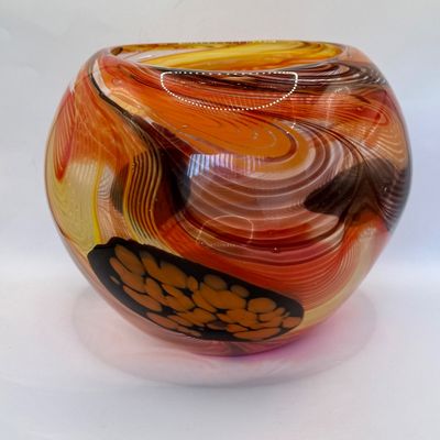 LOT 52: Art Glass Taza Vase from Crate & Barrel