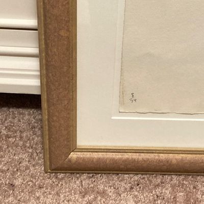 LOT 161: Framed Block Print / Stamp Wall Hanging Signed by Artist and Numbered 8/74