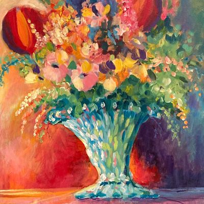 LOT 68: Beautiful Vibrant Floral Oil Painting Signed by Artist Fagan