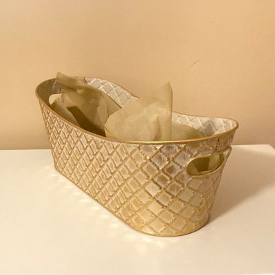 LOT 71: Home Decor - Inspirational Wall Art, Mother of Pearl Canister, Accent Pillow and Gold Tone Basket