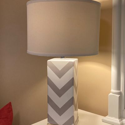 LOT 69: Pair of Safavieh New York Chevron Stripe Table Lamps