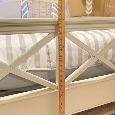 LOT 73: White Bed Frame with Magnussen Home Night Stand / Table