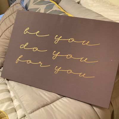 LOT 71: Home Decor - Inspirational Wall Art, Mother of Pearl Canister, Accent Pillow and Gold Tone Basket