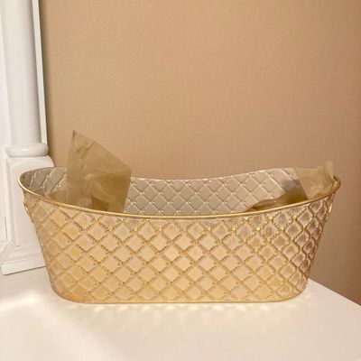 LOT 71: Home Decor - Inspirational Wall Art, Mother of Pearl Canister, Accent Pillow and Gold Tone Basket