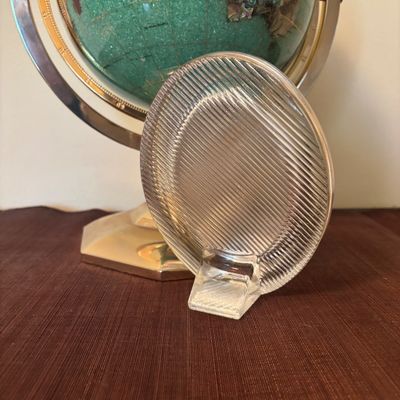 LOT 84: Gold Brass Tabletop World Globe w/Gemstone Inlay, World Globe w/ Inlay Gemstone Paperweight & Miksa Picture Frame