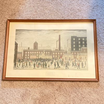 LOT 77: Vintage Laurence Stephen Lowry "Outside the Mills" Framed Print