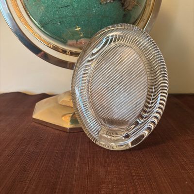 LOT 84: Gold Brass Tabletop World Globe w/Gemstone Inlay, World Globe w/ Inlay Gemstone Paperweight & Miksa Picture Frame