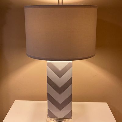 LOT 69: Pair of Safavieh New York Chevron Stripe Table Lamps