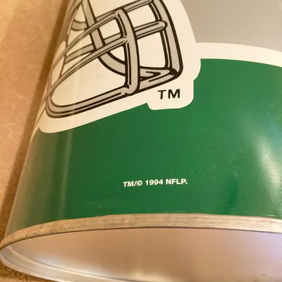 LOT 67: Philadelphia Sports Memorabilia - Vintage Eagles Construction Helmet, Metal Trash Can, Pair of Drinking Glasses, Flyers Plush and...